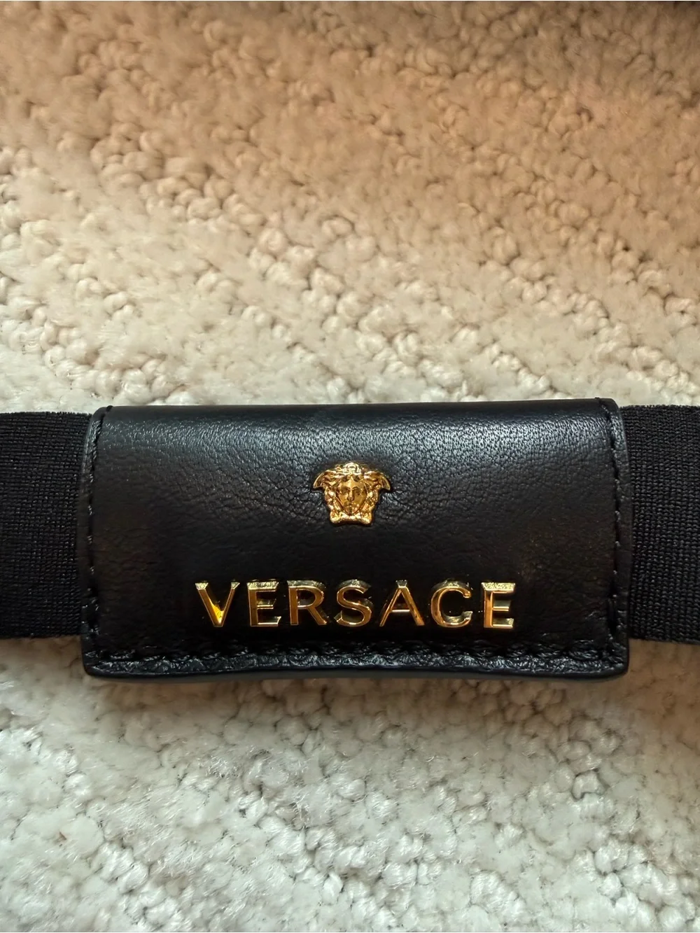 Versace pilot sunglasses model 2233 Black-Gold Medusa Logo/Grey Black Neck Strap